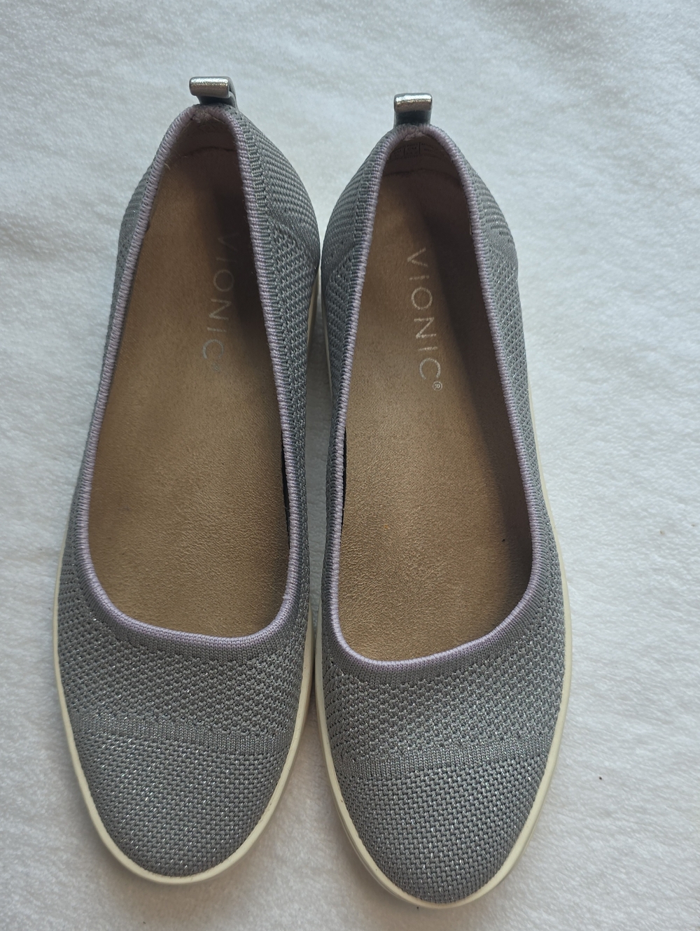 Vionic Shimmer Gray Knit Slip-On Ballet Flats 7